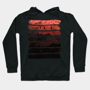 Birds and Mountains - Epic Red Sunset Hoodie